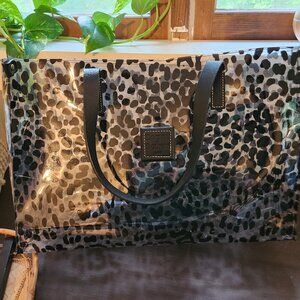 Dooney & Bourke Black Cheetah Print Clear See Through Plastic Large Tote Bag